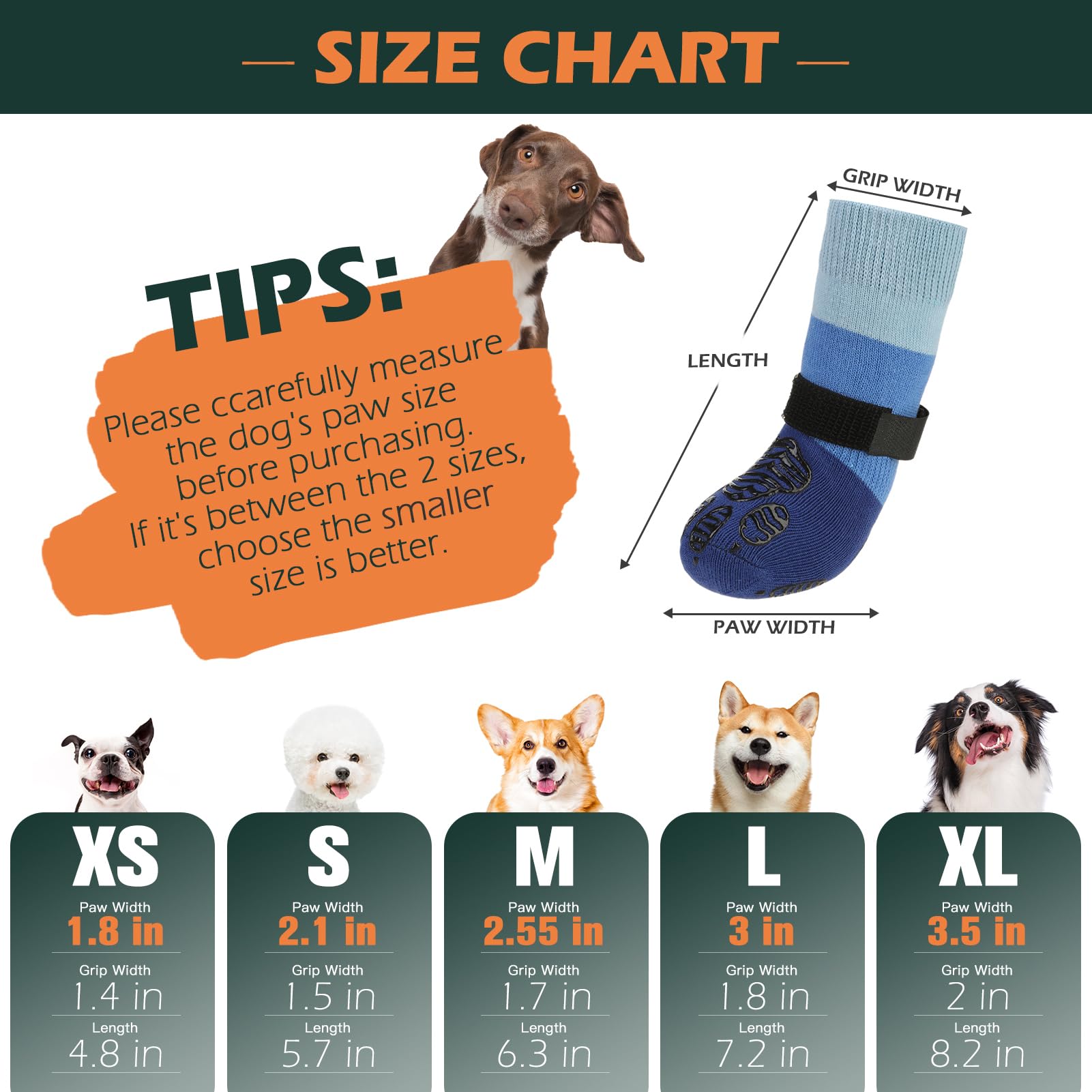 EXPAWLORER Anti Slip Dog Socks to Prevent Licking Paws, Dog Boots & Paw Protectors with Grippers for Winter, Dog Booties for Har